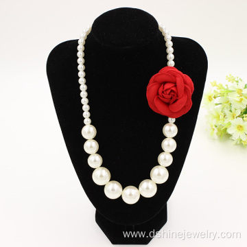 White Simple Flower Imitation Pearl Necklace For Children